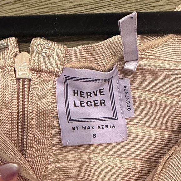 Herve Leger Zhenya Rose Gold Blush Bandage Gown - Picture 7 of 7